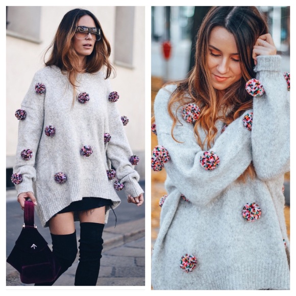 zara pom pom sweater